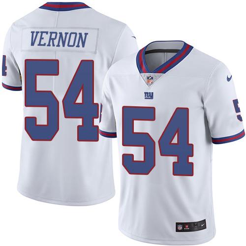 Nike Giants #54 Olivier Vernon White Men's Stitched NFL Limited Rush Jersey - Click Image to Close